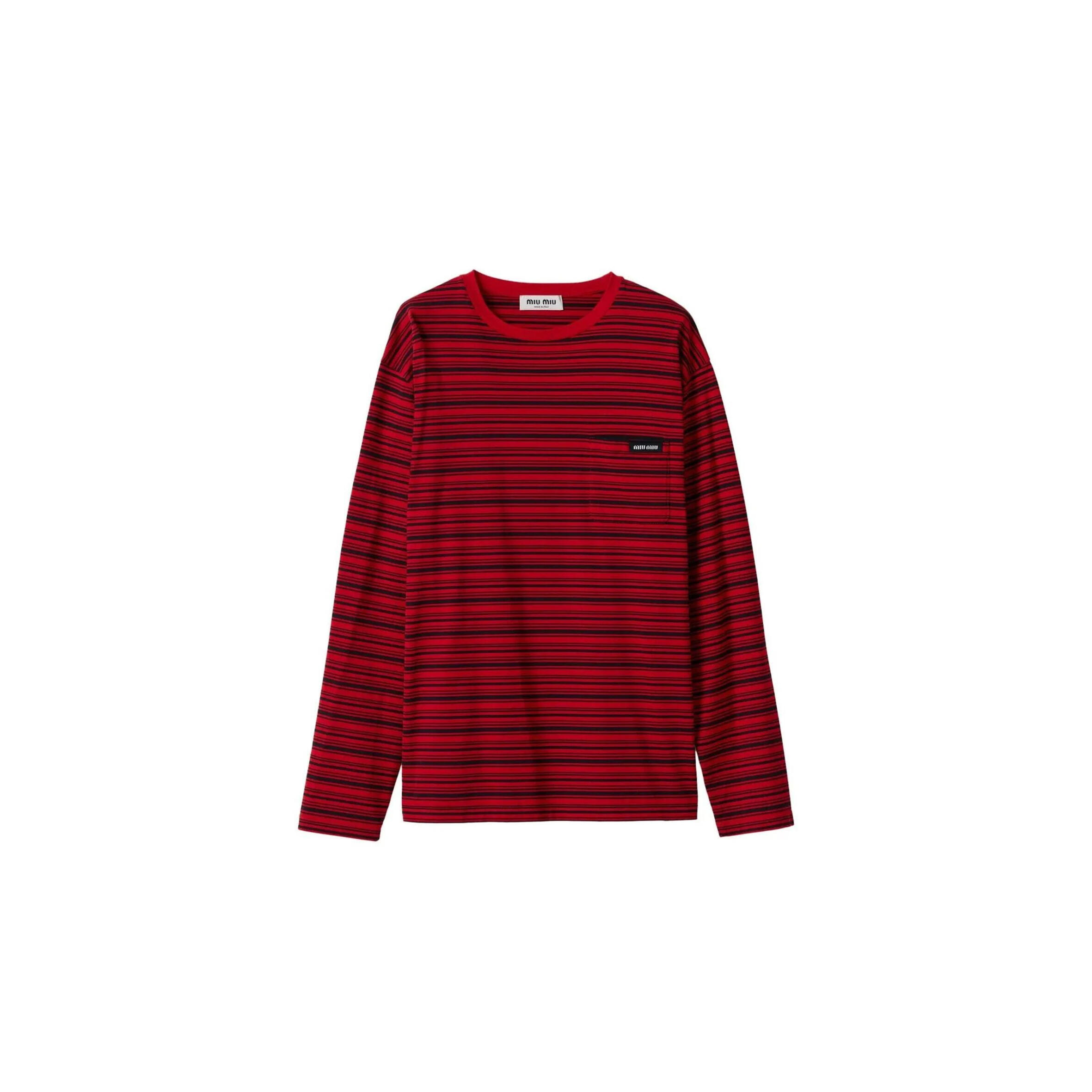 MIU MIU LONG-SLEEVED COTTON JERSEY T-SHIRT MJL014  